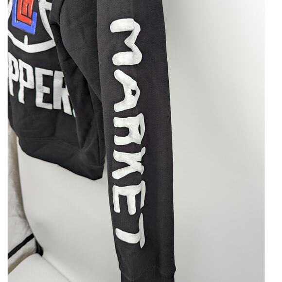 NWOT MARKET x NBA LA Clippers Hoodie Black Medium 100% Cotton Graphic Pullover - Picture 8 of 8